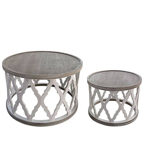 ΞΥΛΙΝΑ ΤΡΑΠΕΖΑΚΙΑ ΣΕΤ/2  ΣΤΡΟΓΓΥΛΑ - L:80x52.5, S:59.5x44.5cm 1/ΚΙΒ