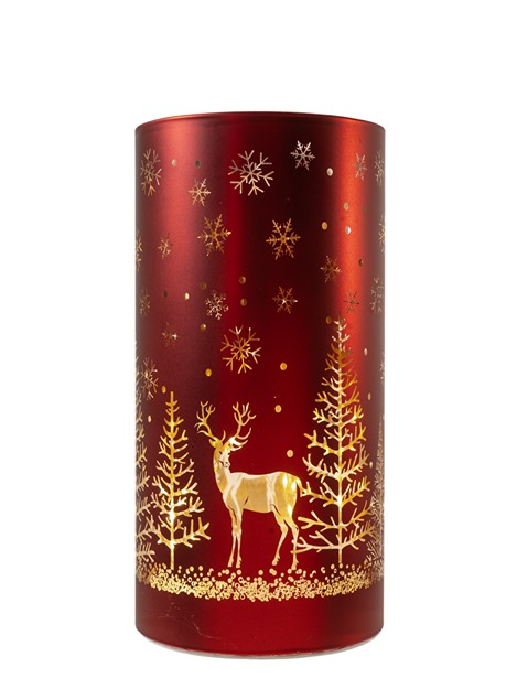 ΓΥΑΛΙΝΗ ΒΑΣΗ ΚΥΛΙΝΔΡΙΚΗ ΚΟΚΚΙΝΗ ΜΕ LED 10Χ10Χ20ΕΚ