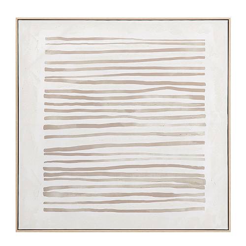 RAYA B ΠΙΝΑΚΑΣ ΔΙΑΚΟΣΜΗΤΙΚΟΣ ΜΕ ΚΟΡΝΙΖΑ 100x100x4cm ΚΑΜΒΑΣ ΜΠΕΖ ΚΑΦΕ ΞΥΛΟ ΦΥΣΙΚΟ