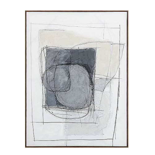 WOMB BEAUTY ΠΙΝΑΚΑΣ ΔΙΑΚΟΣΜΗΤΙΚΟΣ ΜΕ ΚΟΡΝΙΖΑ 90x120x4cm ΚΑΜΒΑΣ ΜΠΛΕ ΣΚΟΥΡΟ ΓΚΡΙ ΜΠΕΖ ΞΥΛΟ ΦΥΣΙΚΟ