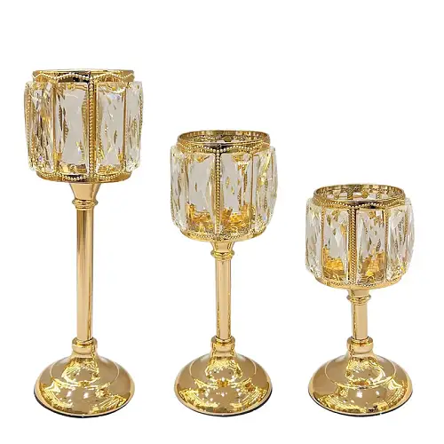 ΚΗΡΟΠΗΓΕΙΑ ΜΕΤΑΛΛΙΚA ΣΕΤ/3 ΧΡΥΣΟ/ΛΕΥΚΟ ΔΙΣΚΟΠΟΤΗΡΟ ΜΕ ΚΡΥΣΤΑΛΛΑ-S:Φ11x23,Μ:Φ11x28,L:Φ11x38cm 12/ΚΙΒ