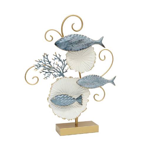 ΜΕΤΑΛΛΙΚΟ ΕΠΙΤΡΑΠΕΖΙΟ ΔΙΑΚΟΣΜΗΤΙΚΟ ΨΑΡΙΑ ΚΑΙ ΚΟΧΥΛΙΑ - 42.5x52.7x8.9cm 4/ΚΙΒ