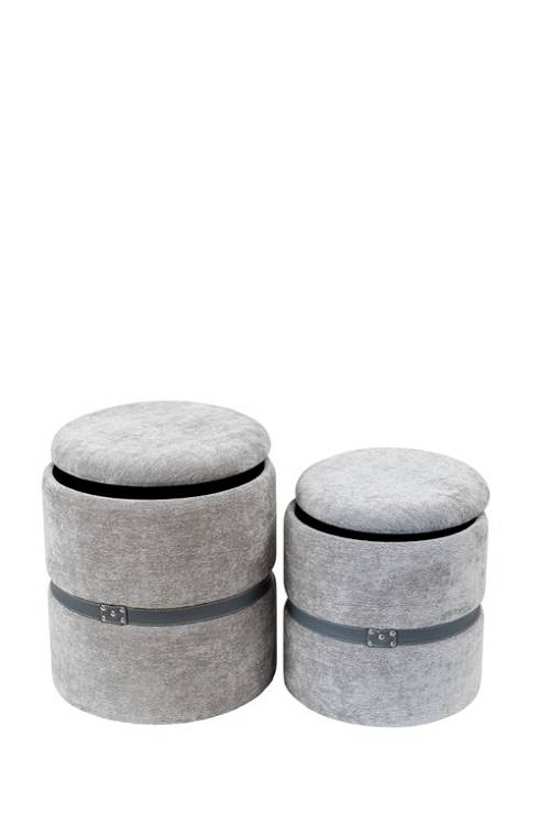 ΣΚΑΜΠΟ ΣΕΤ 2ΤΕΜ ΓΚΡΙ ΜΕ ΔΕΡΜΑΤΑΚΙ 41Χ41Χ45ΕΚ ΚΑΙ 35Χ35Χ38ΕΚ