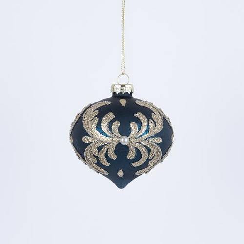 ΓΥΑΛΙΝΗ ΜΠΑΛΑ, ΜΠΛΕ, ΜΕ ΧΡΥΣΑ ΣΧΕΔΙΑ, ΣΕΤ 4ΤΜΧ, 8cm