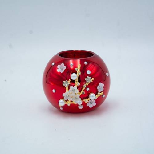 ΚΗΡΟΠΗΓΙΟ, ΚΟΚΚΙΝΟ, ΜΕ ΛΕΥΚΑ 3D ΛΟΥΛΟΥΔΙΑ, 6.5x8cm