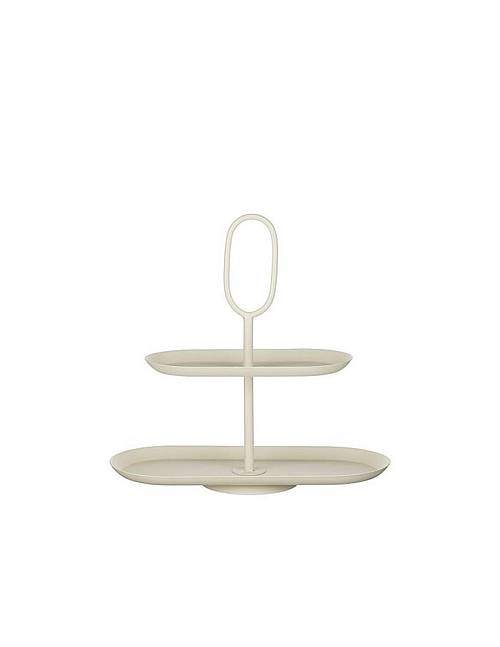 Πιατέλα διώροφη οβάλ cream 38x17x37cm