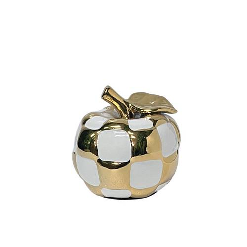 ΚΕΡΑΜΙΚΟ ΔΙΑΚΟΣΜΗΤΙΚΟ ΜΗΛΟ ΧΡΥΣΟ/ΛΕΥΚΟ ΜΟΤΙΒΟ ΣΚΑΚΙΕΡΑ - Φ13x13cm 4/48KIB