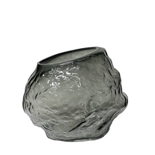 ΓΥΑΛΙΝΟ ΒΑΖΟ ΓΚΡΙ ΑΦΗΡΗΜΕΝΟ-ΑΝΑΓΛΥΦΟ ΛΟΞΟ ΣΤΟΜΙΟ ΜΕΓΑΛΟ - Φ30x25cm 8/KIB