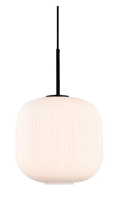 Κρεμαστό φωτιστικό από λευκή οπαλίνα με ρίγα 1XΕ27 D:25x25cm (4084-A)