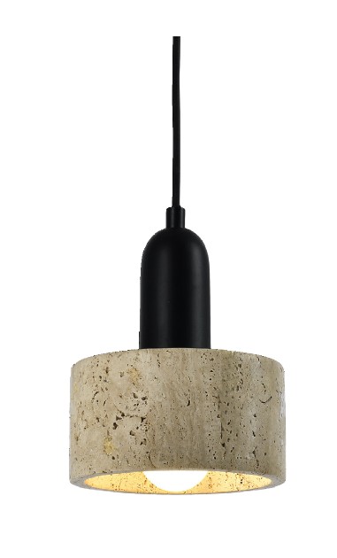Κρεμαστό φωτιστικό γκρι από travertine marble 1XΕ27 D:15 x 20cm (4086)