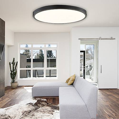 Πλαφονιέρα οροφής LED 54W 3CCT από μαύρο και λευκό ακρυλικό D:40cm (42020-B-Black)