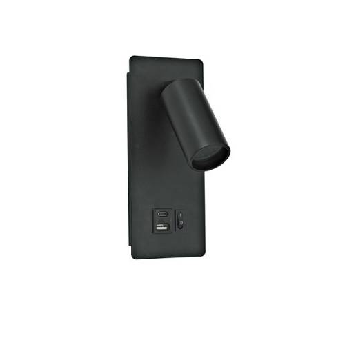 ΑΠΛΙΚΑ ΑΝΑΓΝΩΣΗΣ ΑΛΟΥΜΙΝΙΟΥ 1XGU11 MAX8W Φ40x80mm ΜΕ USB TYPE C ΜΑΥΡΗ ARTE ILLUMINA VON