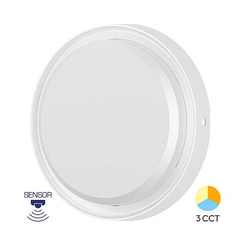 Απλίκα led "Bulkhead" 18w IP65 2020lm CCT, με ανίχνευση κίνησης Λευκή