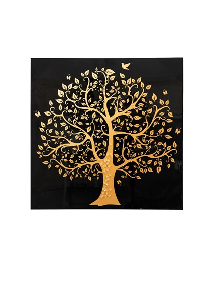 ΠΙΝΑΚΑΣ ΔΕΝΤΡΟ ΧΡΥΣΟ  ΜΕ ΓΥΑΛΙΣΤΕΡΟ 60Χ60Χ3,5ΕΚ