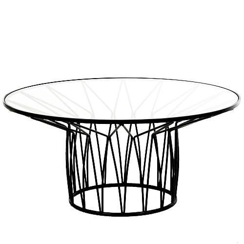 ΜΑΥΡΟ ΜΕΤΑΛΛΙΚΟ ΤΡΑΠΕΖΙ ΜΕ ΓΥΑΛΙΝΗ ΕΠΙΦΑΝΕΙΑ 85Χ85Χ40ΕΚ.