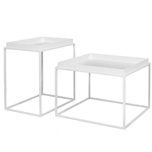 ΣΕΤ 2 ΛΕΥΚΟ ΜΕΤΑΛΛΙΚΟ ΤΡΑΠΕΖΙ 60Χ60Χ40 56Χ38Χ54ΕΚ