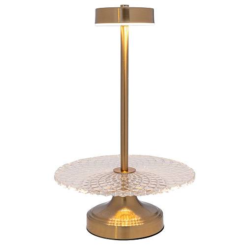 ΓΥΑΛΙΝΗ ΠΙΑΤΕΛΑ ΣΕ ΧΡΥΣΗ ΜΕΤΑΛΛΙΚΗ ΒΑΣΗ ΜΕ ΛΑΜΠΑ USB Φ25Χ40ΕΚ