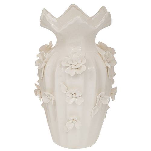 ΛΕΥΚΟ ΚΕΡΑΜΙΚΟ ΒΑΖΟ ΜΕ ΑΝΑΓΛΥΦΑ ΛΟΥΛΟΥΔΙΑ 20Χ31ΕΚ