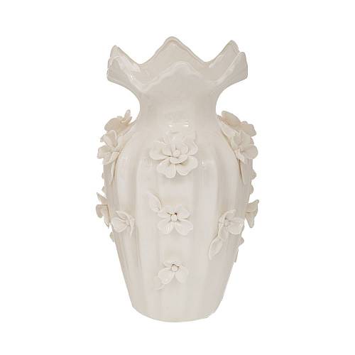 ΛΕΥΚΟ ΚΕΡΑΜΙΚΟ ΒΑΖΟ ΜΕ ΑΝΑΓΛΥΦΑ ΛΟΥΛΟΥΔΙΑ 16Χ26ΕΚ