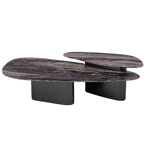 ΣΕΤ 2 ΤΡΑΠΕΖΑΚΙΑ ΓΚΡΙ ΜΕΤΑΛΛΙΚΑ 144Χ75Χ47ΕΚ ΜΕ ΓΚΡΙ ΚΑΦΕ ΜΑΡΜΑΡΙΝΗ ΕΠΙΦΑΝΕΙΑ