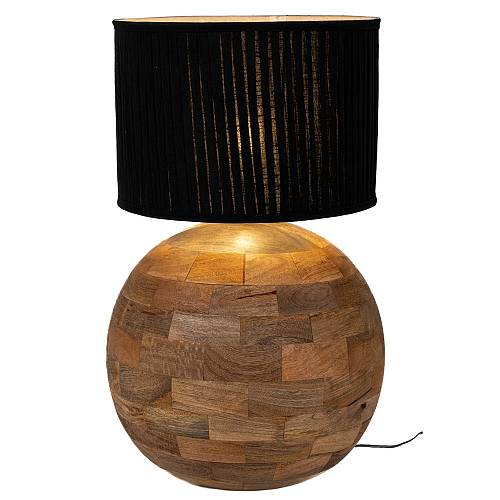 ΕΠΙΤΡΑΠΕΖΙΟ ΛΑΜΠΑΤΕΡ ΣΤΡΟΓΓΥΛΟ ΑΠΌ ΞΥΛΟ MANGO ΜΕ ΜΑΥΡΟ ΚΑΠΕΛΟ Φ45Χ71ΕΚ ΚΑΠΕΛΟ(Φ40)