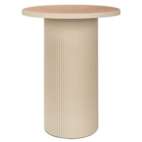 ΚΡΕΜ ΣΤΡΟΓΓΥΛΟ ΜΕΤΑΛΛΙΚΟ ΤΡΑΠΕΖΑΚΙ ΣΑΛΟΝΙΟΥ ΜΕ ΞΥΛΙΝΗ ΕΠΙΦΑΝΕΙΑ 46Χ46Χ56ΕΚ