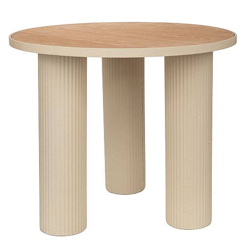 ΚΡΕΜ ΣΤΡΟΓΓΥΛΟ ΜΕΤΑΛΛΙΚΟ ΤΡΑΠΕΖΑΚΙ ΣΑΛΟΝΙΟΥ ΜΕ ΞΥΛΙΝΗ ΕΠΙΦΑΝΕΙΑ 59Χ59Χ50ΕΚ