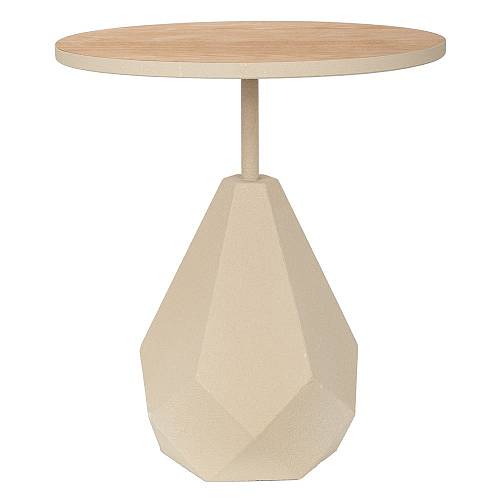 ΚΡΕΜ ΣΤΡΟΓΓΥΛΟ ΜΕΤΑΛΛΙΚΟ ΤΡΑΠΕΖΑΚΙ ΣΑΛΟΝΙΟΥ ΜΕ ΞΥΛΙΝΗ ΕΠΙΦΑΝΕΙΑ AND ΑΚΑΝΟΝΙΣΤΗ ΒΑΣΗ 50Χ50Χ56ΕΚ