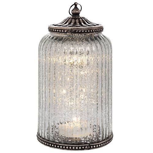 ΑΣΗΜΙ ΓΥΑΛΙΝΟ ΦΑΝΑΡΑΚΙ ΜΕ LED ΦΩΣ AND ΜΕΤΑΛΛΙΚΟ ΚΑΠΑΚΙ 11,5Χ11,5Χ20ΕΚ (ΑΑΑ 1.5V)