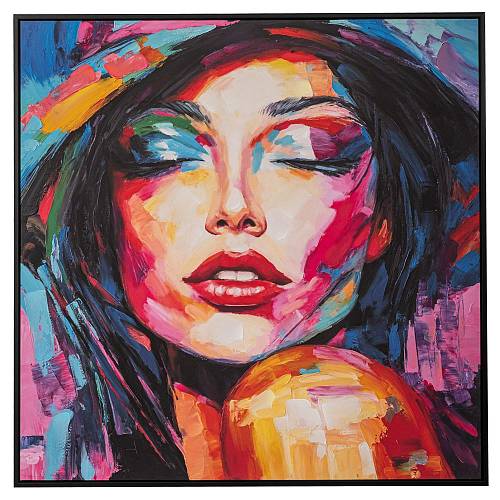 ΠΙΝΑΚΑΣ ΜΕ ΓΥΝΑΙΚΑ ΣΕ ΤΥΠΩΜΕΝΟ ΚΑΜΒΑ ΜΕ ΜΑΥΡΗ ΚΟΡΝΙΖΑ 80Χ80ΕΚ