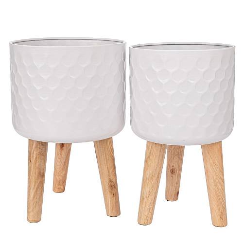 ΣΕΤ 2 ΛΕΥΚΗ ΜΕΤΑΛΛΙΚΗ ΓΛΑΣΤΡΟΘΗΚΗ ΜΕ ΞΥΛΙΝΑ ΠΟΔΙΑ 28Χ43ΕΚ 25Χ42ΕΚ