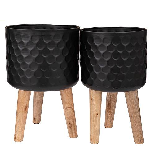 ΣΕΤ 2 ΜΑΥΡΗ ΜΕΤΑΛΛΙΚΗ ΓΛΑΣΤΡΟΘΗΚΗ ΜΕ ΞΥΛΙΝΑ ΠΟΔΙΑ 28Χ43ΕΚ 25Χ41ΕΚ