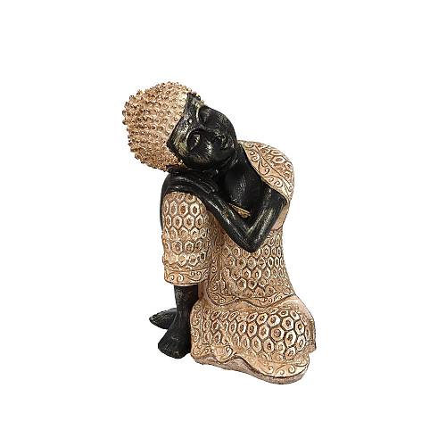 RESTING BUDDHA ΔΙΑΚΟΣΜΗΤΙΚΟ ΒΟΥΔΑΣ 14x12x18cm POLYRESIN ΦΥΣΙΚΟ ΜΑΥΡΟ
