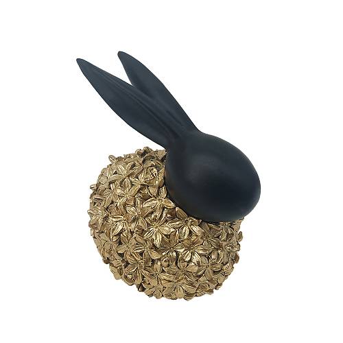 BLOOM RABBIT ΔΙΑΚΟΣΜΗΤΙΚΟ ΛΑΓΟΣ 12x9x14cm POLYRESIN ΧΡΥΣΟ ΜΑΥΡΟ