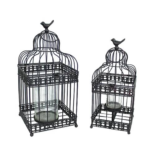 DAISY ΔΙΑΚΟΣΜΗΤΙΚΟ ΚΛΟΥΒΙ SET 2ΤΜΧ 20x20x46cm ΜΕΤΑΛΛΟ ΜΑΥΡΟ ΓΥΑΛΙ