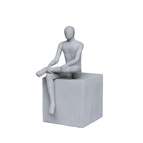 RELAXING MAN ΔΙΑΚΟΣΜΗΤΙΚΗ ΦΙΓΟΥΡΑ 26x26x52cm ΤΕΧΝΗΤΗ ΠΕΤΡΑ ΓΚΡΙ