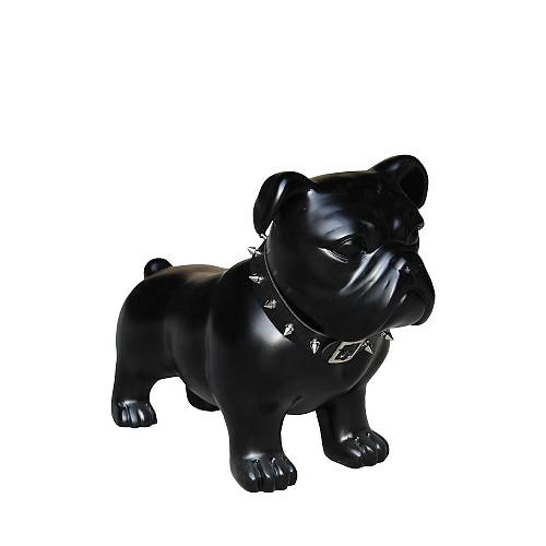 SPIKEY ΔΙΑΚΟΣΜΗΤΙΚΟ ΣΚΥΛΟΣ 37x18x29cm ΤΕΧΝΗΤΗ ΠΕΤΡΑ ΜΑΥΡΟ ΜΑΤ