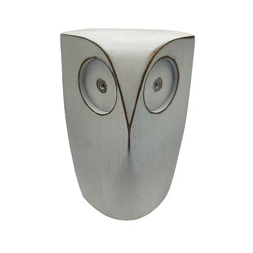 OWL L ΔΙΑΚΟΣΜΗΤΙΚΟ ΚΟΥΚΟΥΒΑΓΙΑ 7x7x14cm POLYRESIN ΛΕΥΚΟ