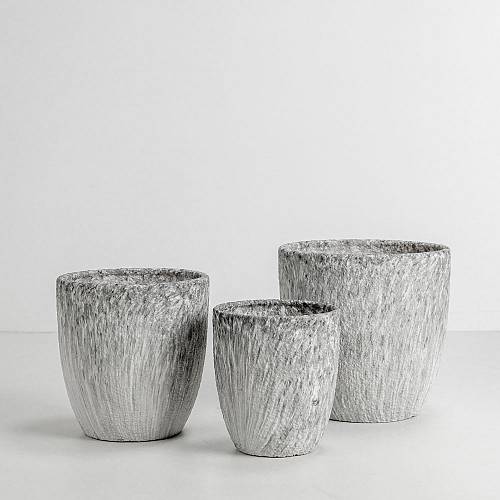 VINSON ΓΛΑΣΤΡΑ ΣΕΤ 3ΤΜΧ 30x30x31cm ΚΕΡΑΜΙΚΟ ΓΚΡΙ ΛΕΥΚΟ