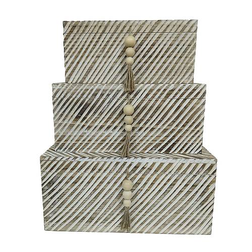 SENGO ΚΟΥΤΙ ΑΠΟΘΗΚΕΥΣΗΣ ΣΕΤ 3ΤΜΧ 64x44x30cm ΞΥΛΟ ΦΥΣΙΚΟ ΛΕΥΚΟ