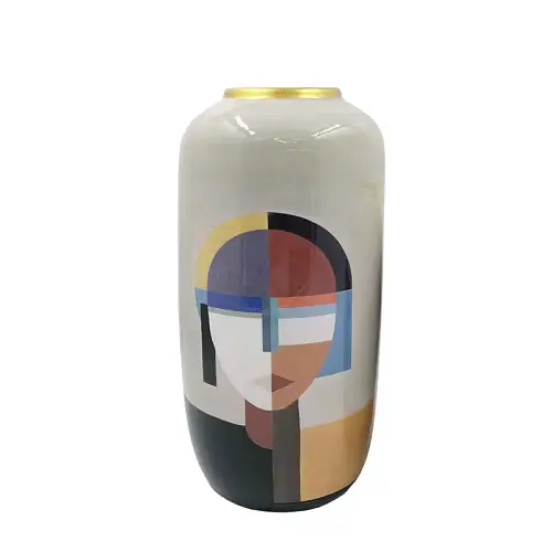 ΚΕΡΑΜΙΚΟ ΒΑΖΟ ΜΕΓΑΛΟ ΧΡΩΜΑΤΑ ΓΥΝΑΙΚΕΙΟ ΠΡΟΣΩΠΟ - Φ18x41cm 4/KIB
