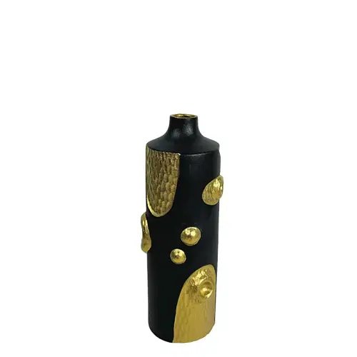 ΚΕΡΑΜΙΚΟ ΒΑΖΟ ΜΑΥΡΟ ΨΗΛΟ ME ΧΡΥΣA ΠΡΟΣΘΕΤΑ ΚΟΜΜΑΤΙΑ ΜΙΚΡΟ - 30cm 1/12ΚΙΒ