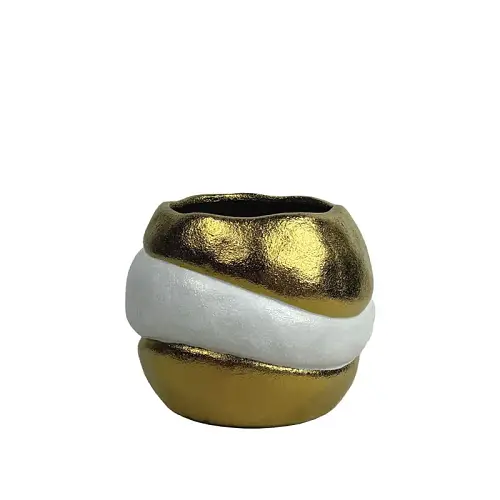 ΚΕΡΑΜΙΚΟ ΒΑΖΟ-ΜΠΟΛ ΛΕΥΚΕΣ/ΧΡΥΣΕΣ ΑΝΑΓΛΥΦΕΣ ΔΙΠΛΕΣ ΜΕΓΑΛΟ - 22.4cm 1/6ΚΙΒ