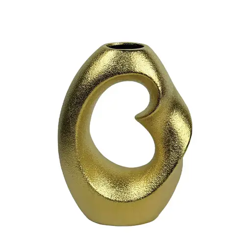 ΚΕΡΑΜΙΚΟ ΒΑΖΟ ΧΡΥΣΟ ΧΥΤΟ ΣΤΡΙΦΤΟ ΜΕ ΤΡΥΠΑ ΜΕΓΑΛΟ - 29.2cm 1/8ΚΙΒ