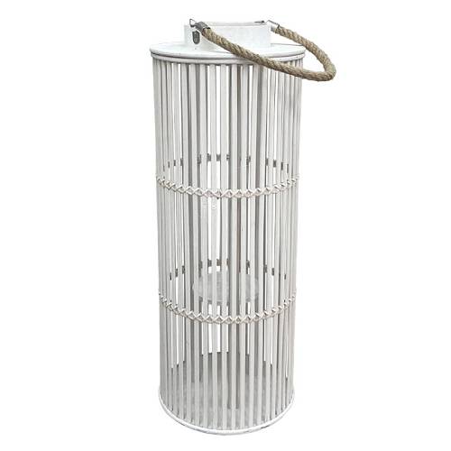 ΦΑΝΑΡΙ ΨΑΘΑΣ ΜΠΑΜΠΟΥ ΛΕΥΚΟ ΚΥΛΙΝΔΡΙΚΟ ¨ΚΛΟΥΒΙ" ΜΕ ΧΕΡΟΥΛΙ ΣΧΟΙΝΙ & ΓΥΑΛΙ ΚΕΡΙΟΥ - Φ28x77cm 6/KIB