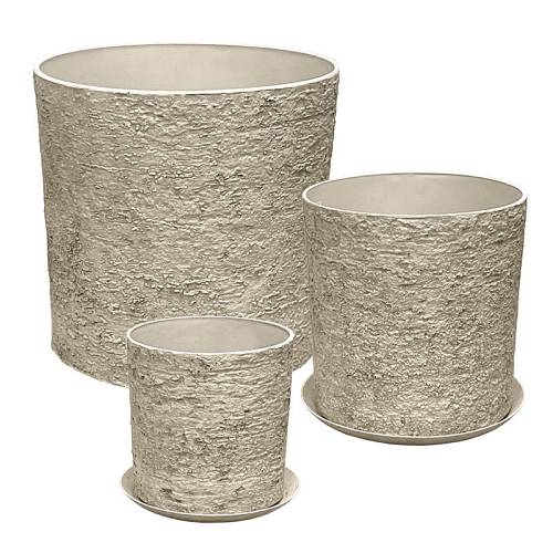 STONE POLYRESIN ΚΑΣΠΩ ΜΕ ΠΙΑΤΟ ΣΕΤ/5 ΜΠΕΖ ΠΑΛΑΙΩΜΕΝΟ ΦΙΛΝΤΙΣΙ - L:Φ43x43, M:Φ35x36, S:Φ28x28cm