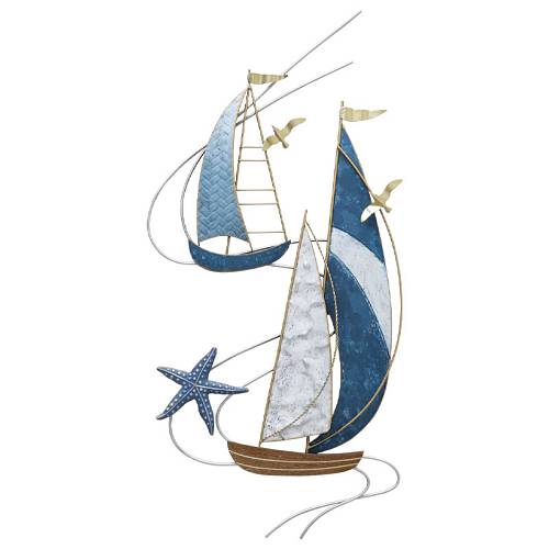 ΜΕΤΑΛΛΙΚΟ ΔΙΑΚΟΣΜΗΤΙΚΟ ΤΟΙΧΟΥ ΜΕ 2 ΚΑΡΑΒΙΑ - 43.2x88.3x3.2cm 4/ΚΙΒ