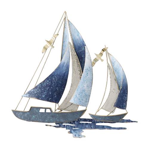 ΜΕΤΑΛΛΙΚΟ ΔΙΑΚΟΣΜΗΤΙΚΟ ΤΟΙΧΟΥ 3 ΚΑΡΑΒΙΑ ΚΑΙ ΘΑΛΑΣΣΑ - 48.9x48.9x3.8cm 4/ΚΙΒ