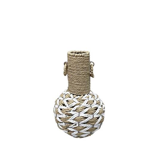 ΒΑΖΟ ΡΑΤΑΝ ΦΥΣΙΚΟ ΚΑΦΕ/ΛΕΥΚΟ "ΣΤΑΜΝΙ" ΠΛΕΞΗ ΔΙΧΤΙΩΤΗ & ΧΕΡΟΥΛΙΑ ΚΡΙΚΟΙ ΣΤΟ ΛΑΙΜΟ - Φ20x29cm 32/KIB