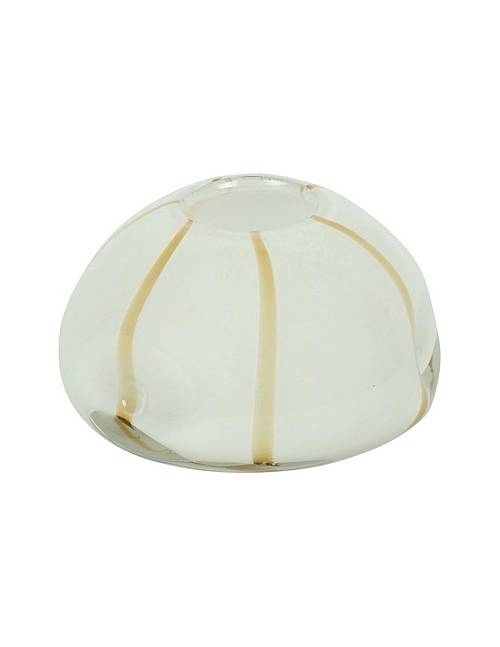 Βάζο γυαλ. Λευκό με καφέ ρίγα 16,5Χ13